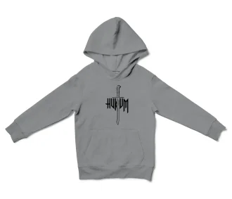 Hukum (Black) Unisex Youth Hoodie in Sport Grey Color
