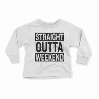 Straight Outta Weekend Youth Unisex Sweatshirt in White Color