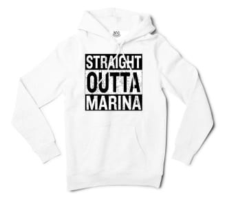 Straight Outta Marina Men/Unisex Hoodie in White Color