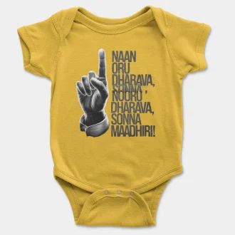 Naan Oru Dharava Sonna, Nooru Dharava Sonna Maadhiri (Black) Short Sleeve Baby Onesie in Yellow Color