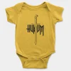 Hukum (Black) Short Sleeve Baby Onesie in Yellow Color