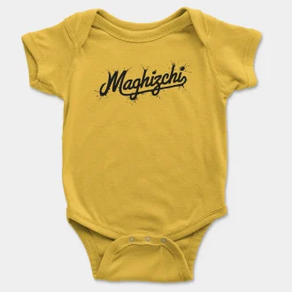Maghizchi (Black) Short Sleeve Baby Onesie in Yellow Color