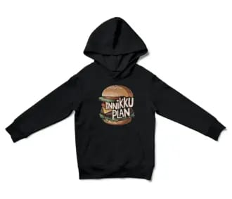 Innikki Plan - Burger Unisex Youth Hoodie in Black Color