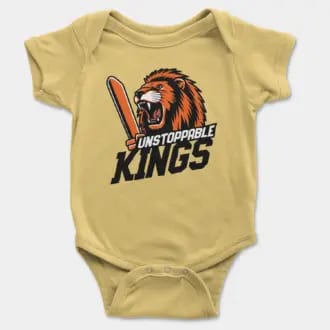 Unstoppable Kings Short Sleeve Baby Onesie in Butter Color