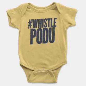 #Whistle Podu Short Sleeve Baby Onesie in Butter Color