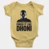 No Matter How You Start, Finish It Like Dhoni Short Sleeve Baby Onesie in Butter Color
