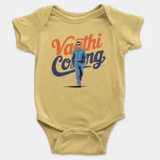 Vaathi Coming Short Sleeve Baby Onesie in Butter Color