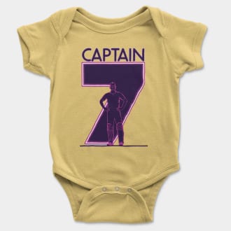 Captain No 7 Short Sleeve Baby Onesie in Butter Color