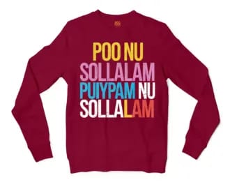 Poo Nu Sollalam Men/Unisex Long Sleeve T-Shirt in Cardinal Red Color