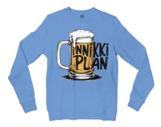 Inniki Plan - Beer Men/Unisex Long Sleeve T-Shirt in Carolina Blue Color