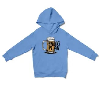 Inniki Plan - Beer Unisex Youth Hoodie in Carolina Blue Color