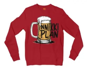 Inniki Plan - Beer Men/Unisex Long Sleeve Sweatshirt in Cherry Red Color