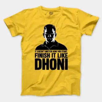 No Matter How You Start, Finish It Like Dhoni Men/Unisex T-Shirt in Daisy Color