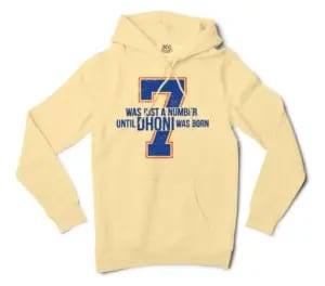 7 Was Just A Number, Until Dhoni Was Born Men/Unisex Hoodie in Light Yellow Color