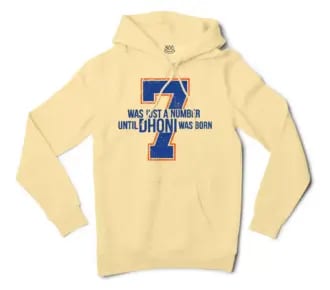 7 Was Just A Number, Until Dhoni Was Born Men/Unisex Hoodie in Light Yellow Color