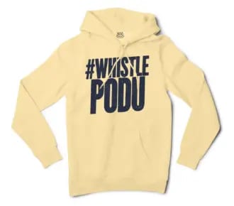 #Whistle Podu Men/Unisex Hoodie in Light Yellow Color