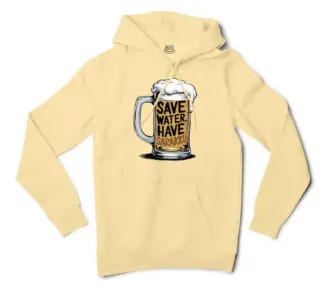 Save Water And Have Sarakku Men/Unisex Hoodie in Light Yellow Color