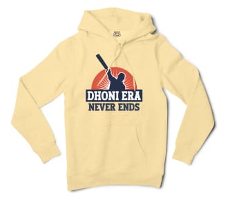 Dhoni Era Never Ends Men/Unisex Hoodie in Light Yellow Color