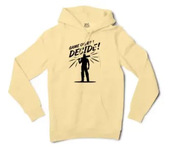 Msd - Game Over? I Decide! Men/Unisex Hoodie in Light Yellow Color