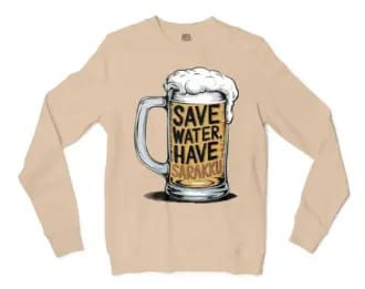 Save Water And Have Sarakku Men/Unisex Long Sleeve T-Shirt in Natural Color