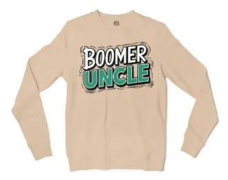Boomer Uncle Men/Unisex Long Sleeve T-Shirt in Natural Color