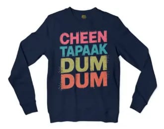 Cheen Tapaak Dum Dum Men/Unisex Long Sleeve T-Shirt in Navy Color