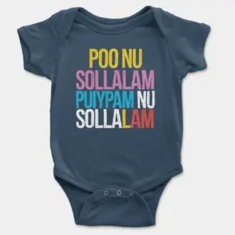 Poo Nu Sollalam Short Sleeve Baby Onesie in Navy Color