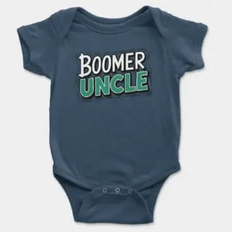 Boomer Uncle Short Sleeve Baby Onesie in Navy Color
