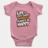 Life Is Very Short Nanba Short Sleeve Baby Onesie in Pink Color