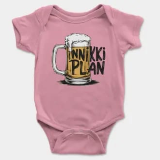Inniki Plan - Beer Short Sleeve Baby Onesie in Pink Color