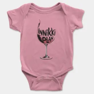Innikki Plan - Wine Short Sleeve Baby Onesie in Pink Color