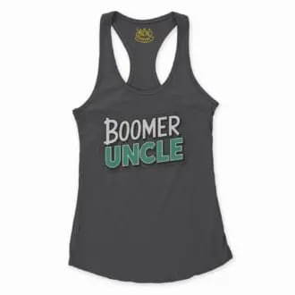 Boomer Uncle Women's Racerback Tank in Solid Black Color