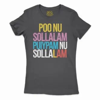Poo Nu Sollalam Women's T-Shirt in Solid Black Color