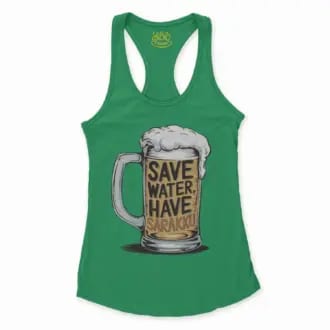 Save Water And Have Sarakku Women's Racerback Tank in Solid Kelly Green Color
