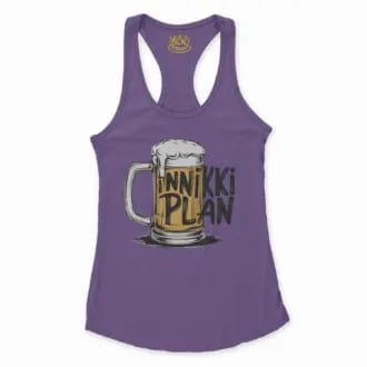 Inniki Plan - Beer Women's Racerback Tank in Solid Purple Rush Color