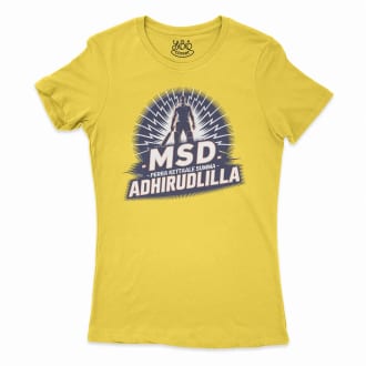Dhoni – Perra Kettale Summa Adhirudhilla Women's T-Shirt in Solid Vibrant Yellow Color
