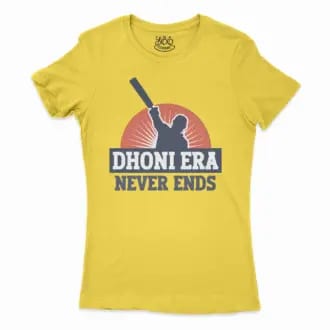 Dhoni Era Never Ends Women's T-Shirt in Solid Vibrant Yellow Color