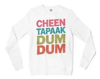 Cheen Tapaak Dum Dum Men/Unisex Long Sleeve Sweatshirt in White Color