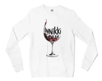 Innikki Plan - Wine Men/Unisex Long Sleeve Sweatshirt in White Color