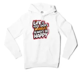 Life Is Very Short Nanba Men/Unisex Hoodie in White Color