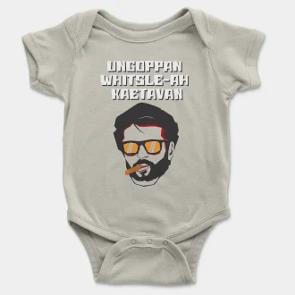 Ungoppan Whistle Ah Kaetavan Short Sleeve Baby Onesie in Ash Color