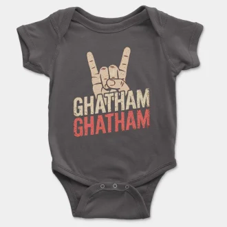Ghatham Ghatham Short Sleeve Baby Onesie in Charcoal Color