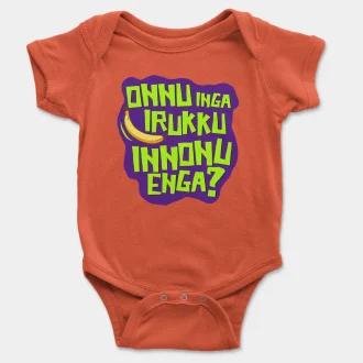 Onnu Inga Irukku, Innonu Enga Short Sleeve Baby Onesie in Orange Color