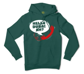 Hello Dubai Ah? Men/Unisex Hoodie in Alpine Green Color