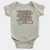 Money Comes Today Goes Tomorrow Ya Short Sleeve Baby Onesie in Ash Color