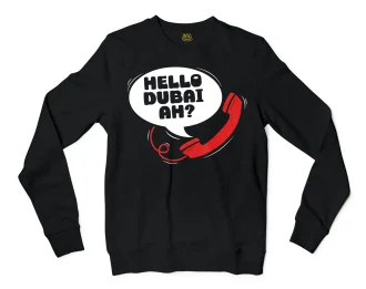 Hello Dubai Ah? Men/Unisex Long Sleeve T-Shirt in Black Color