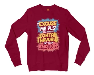 Excuse Me Please Is A Phrase, Ohta Navuru Da Is An Emotion Men/Unisex Long Sleeve T-Shirt in Cardinal Red Color
