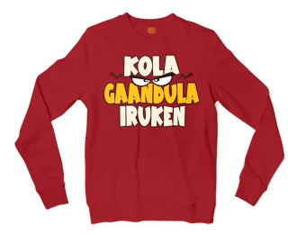 Kola Gaandula Iruken Men/Unisex Long Sleeve Sweatshirt in Cherry Red Color