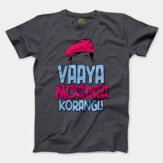Vaaya Moodra Korangu Men/Unisex T-Shirt in Heather Dark Grey Color