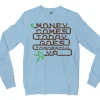 Money Comes Today Goes Tomorrow Ya Men/Unisex Long Sleeve Sweatshirt in Light Blue Color